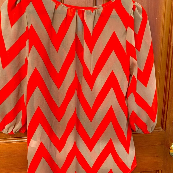 Womens Sheer Orange Blouse Sz Small, Excellent , Buttons Brand , Washable - Picture 2 of 5